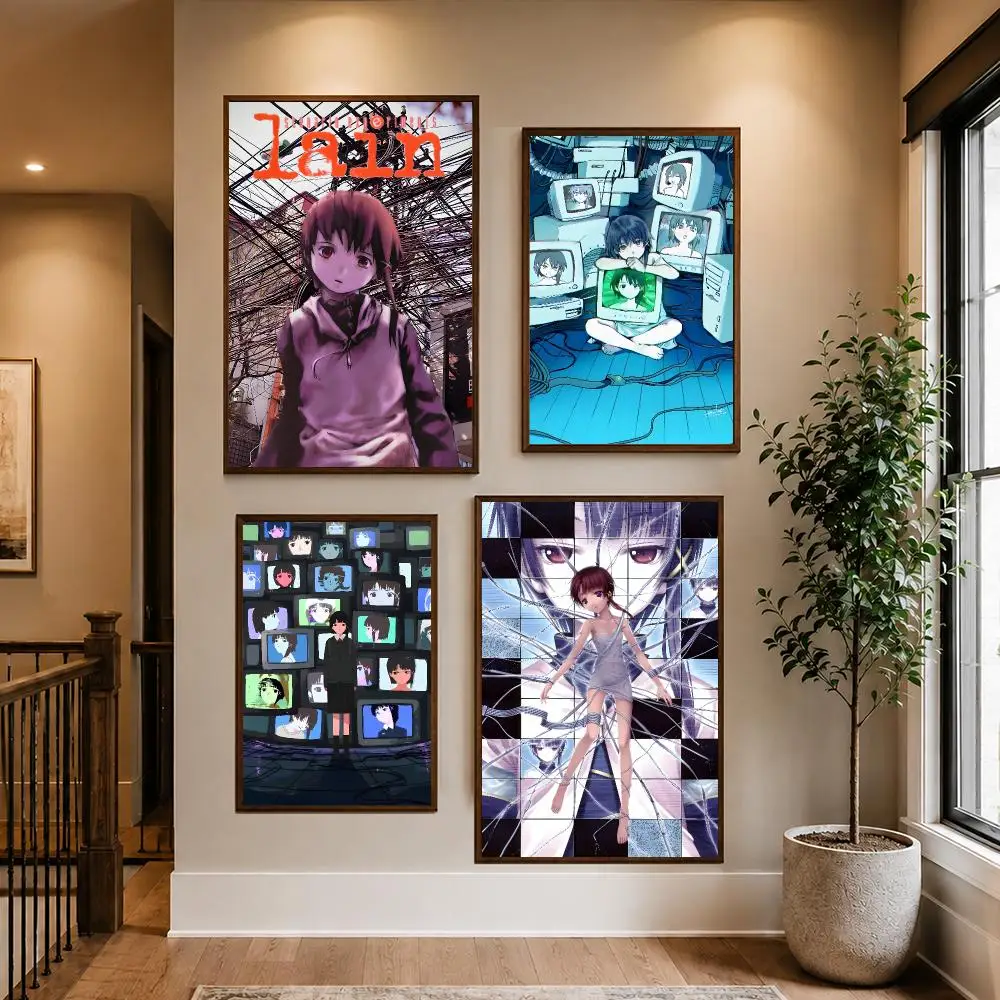 S-Serial Experiments Lain Poster HD Waterproof PP Self-Adhesive Removable Wall Art Poster for Bedroom Cafe Gym Home Decor Gift