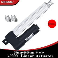 4000N Linear Actuator 24V Electric Lifting Motor 100mm~1000mm Stroke 80kg~400kg Load Adjustable Telescopic Rod 25dB 75W