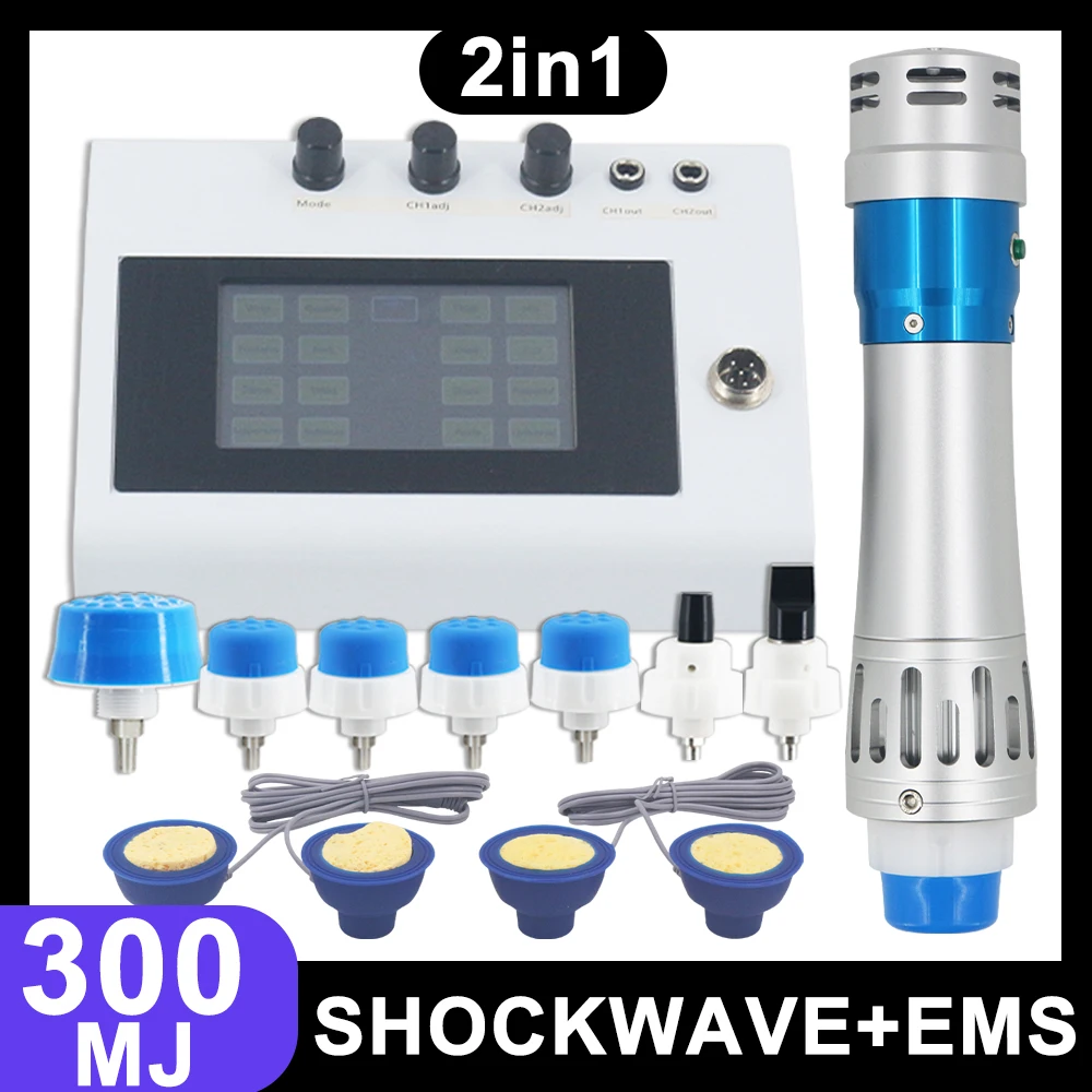 

300mj Shockwave Therapy Machine Body Massage ED Treatment Electric Muscle Stimulation 2in1 Shock Wave Equipment Pain Relief