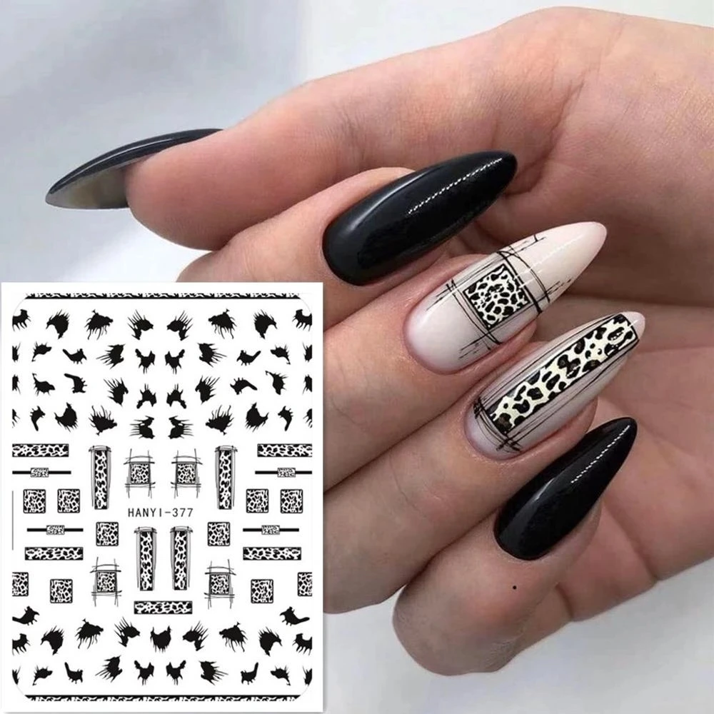 Nieuwste Zebra Streep Ontwerp 3D Zelfklevende Decal Stempelen Diy Decoratie Gereedschap Nail Sticker Hanyi 372 378 379