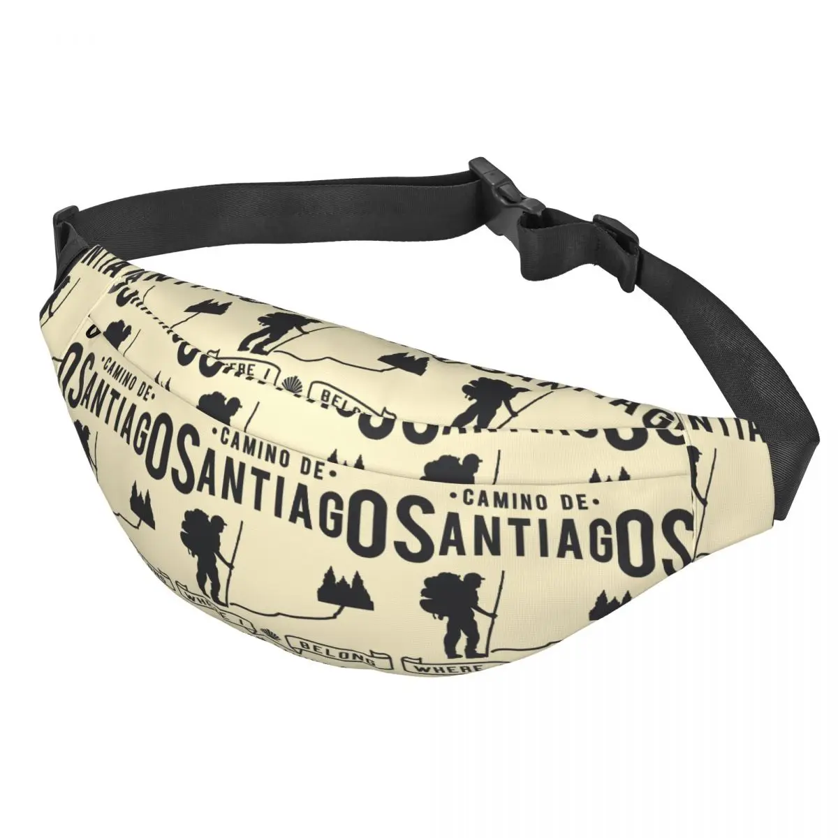 Custom Buen Camino De Santiago Fanny Pack Women Men Compostela Peregrino Sling Crossbody Waist Bag Cycling Phone Money Pouch