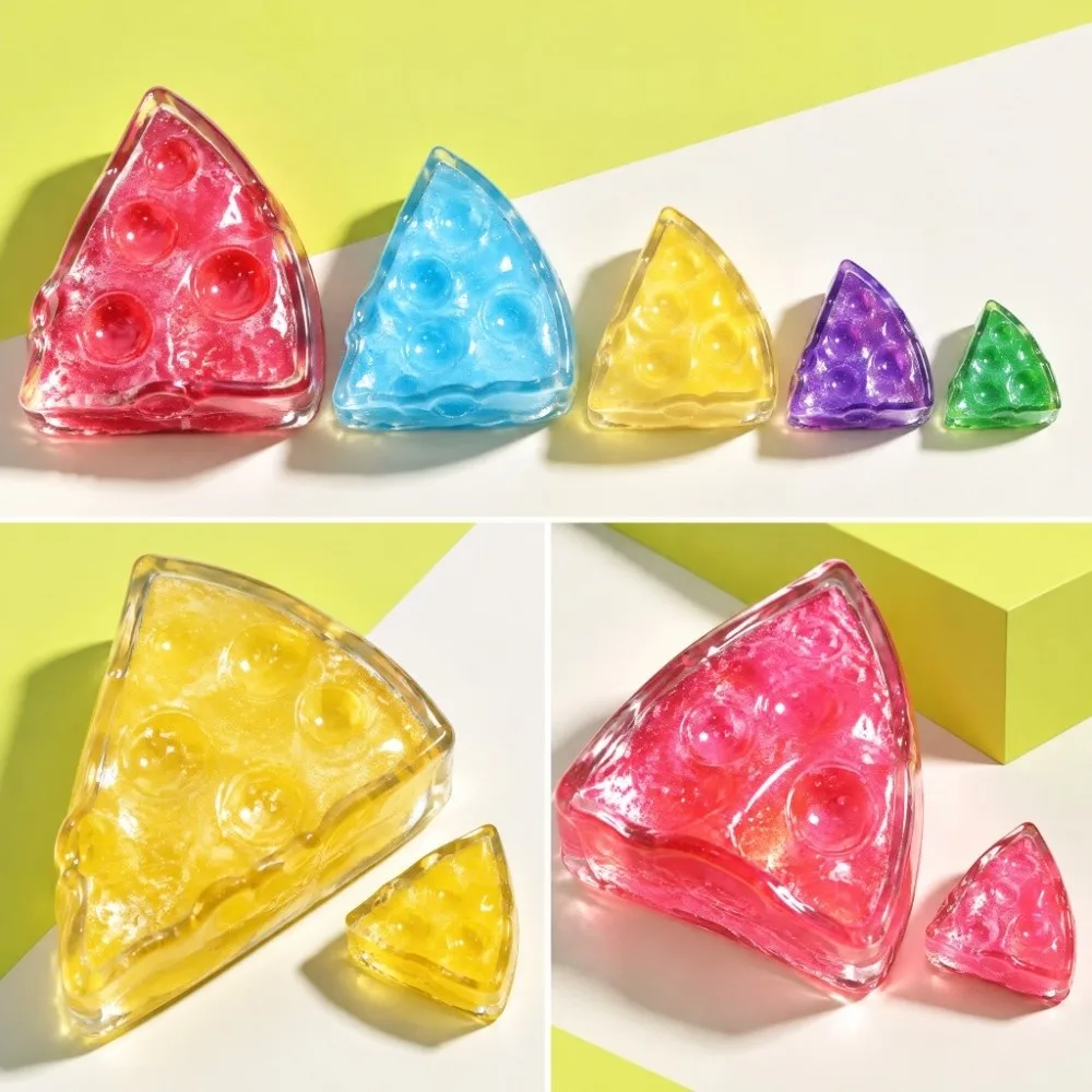 Triangle Cheese Transparent Cheese Squeeze Toy Super Soft Slow Rebound Fidgets Toys Moldable Glitter Cheese Squishy Toy Adults