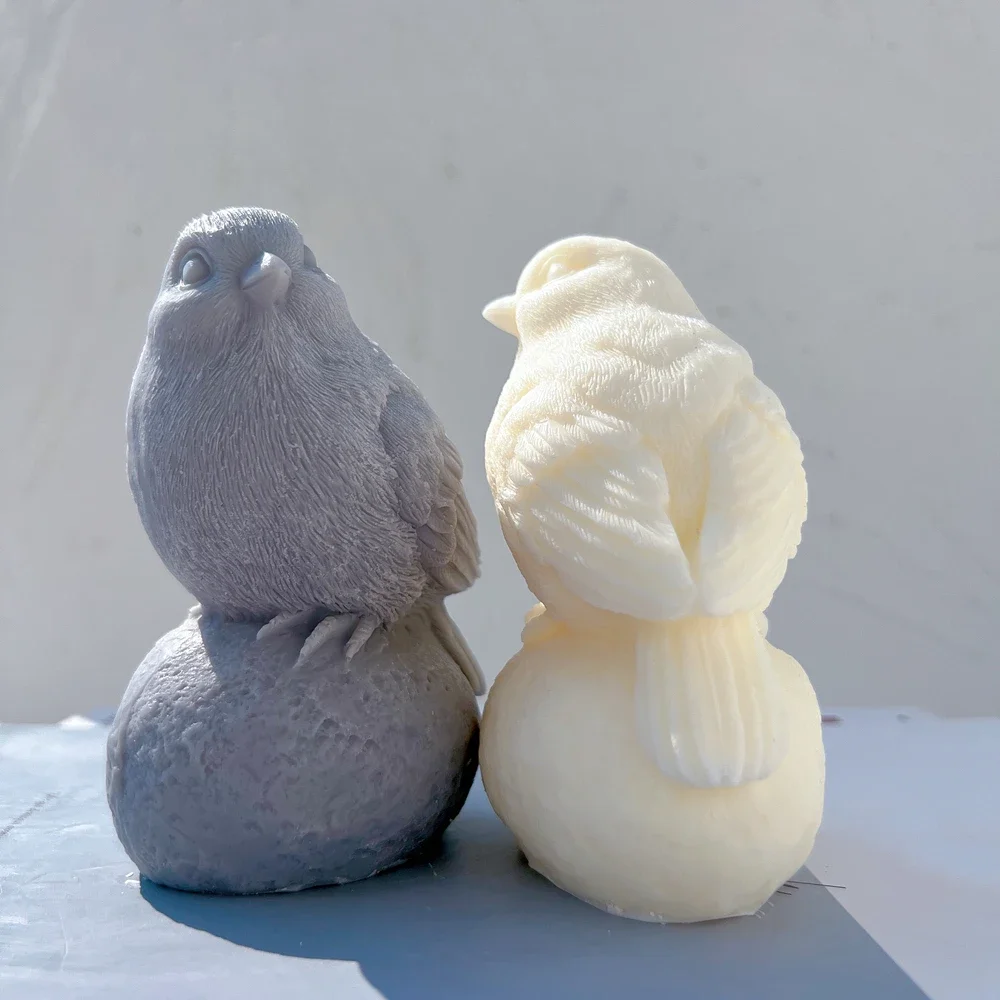 Animal Decorative Sitting On Stone Bird Silicone Candle Mold Animal Soy Wax Mould