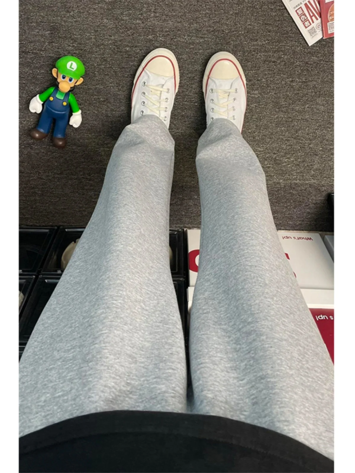 Light ey อเมริกัน Sle Spor กางเกงขาตรงสําหรับวัยรุ่นฤดูใบไม้ร่วงฤดูหนาวอินเทรนด์แบรนด์กางเกงขายาวลําลองหลวม Fit กลาง W...