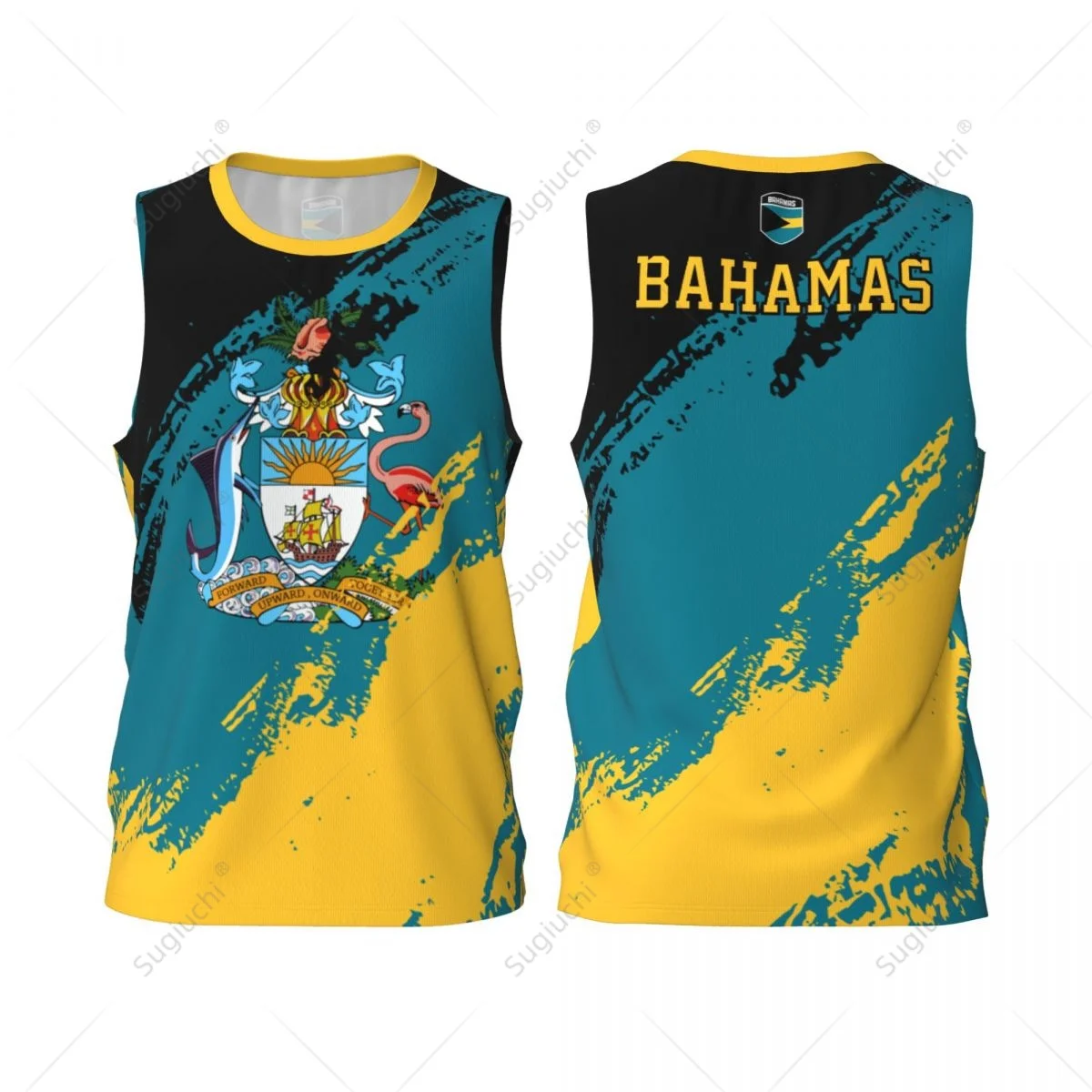 Men Basketball Sports Bahamas Flag Running Fitness Multifunction Jersey Sleeveless shirt Custom Name Nunber Exclusive