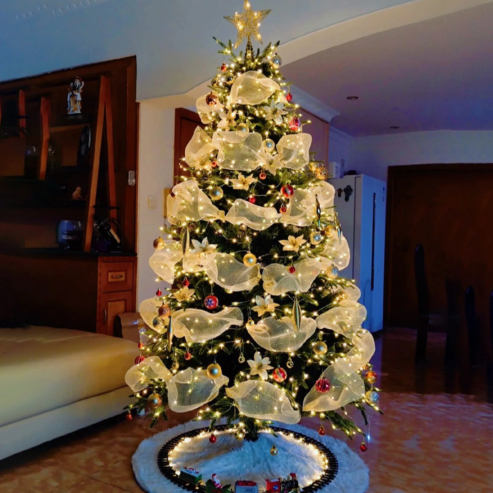 Christmas Fat Tree Boutique Package Mesh Christmas Tree 1.2/1 5/1.8/2.4/3 Meter Glow Belt Decoration