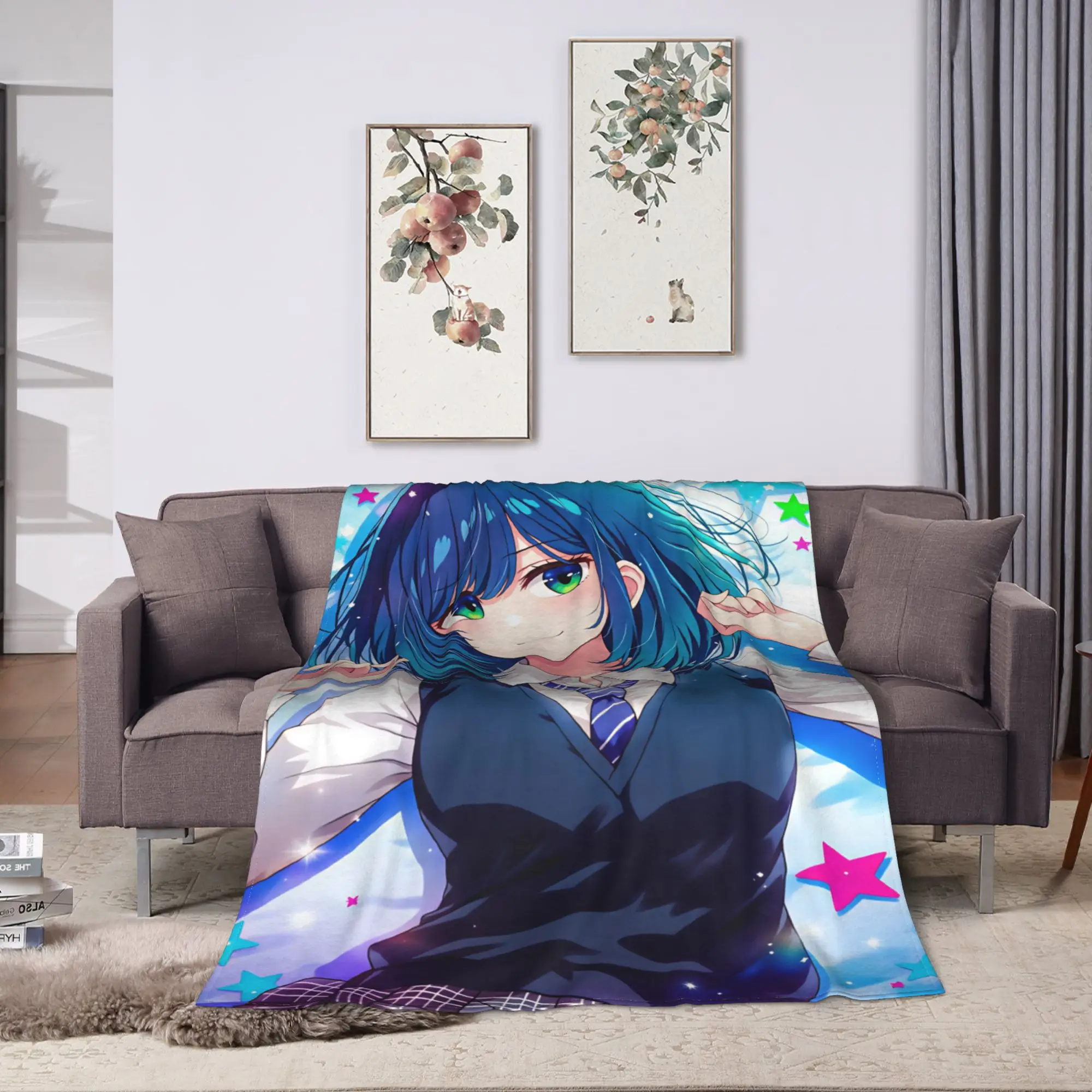 Akane Lize Singer Blanket  Airplane Travel Flannel Throw Blanket For Couch Chair Soft Warm Custom DIY Quality Bedspread