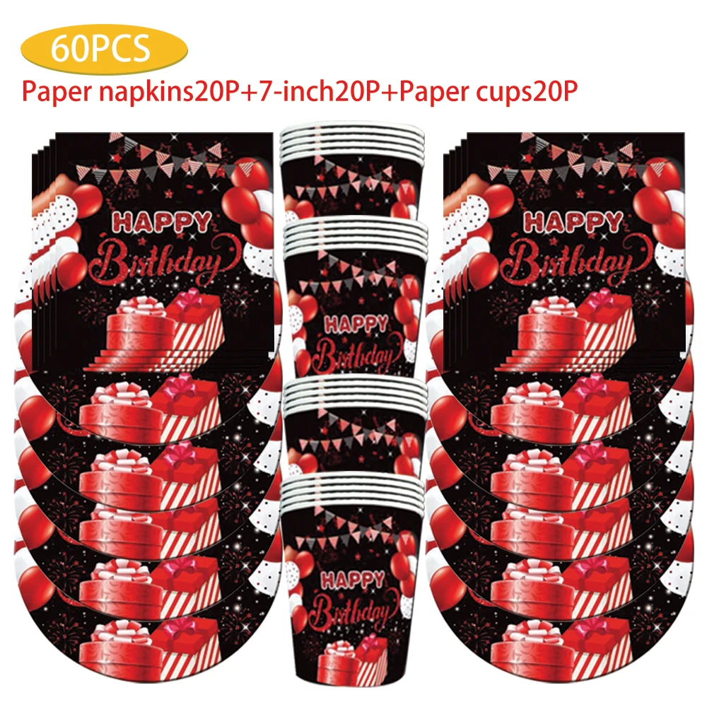 

Black and Red Birthday Themed Birthday Party supplies Scene disposable Birthday decoration party Atmosphere arrangemen se