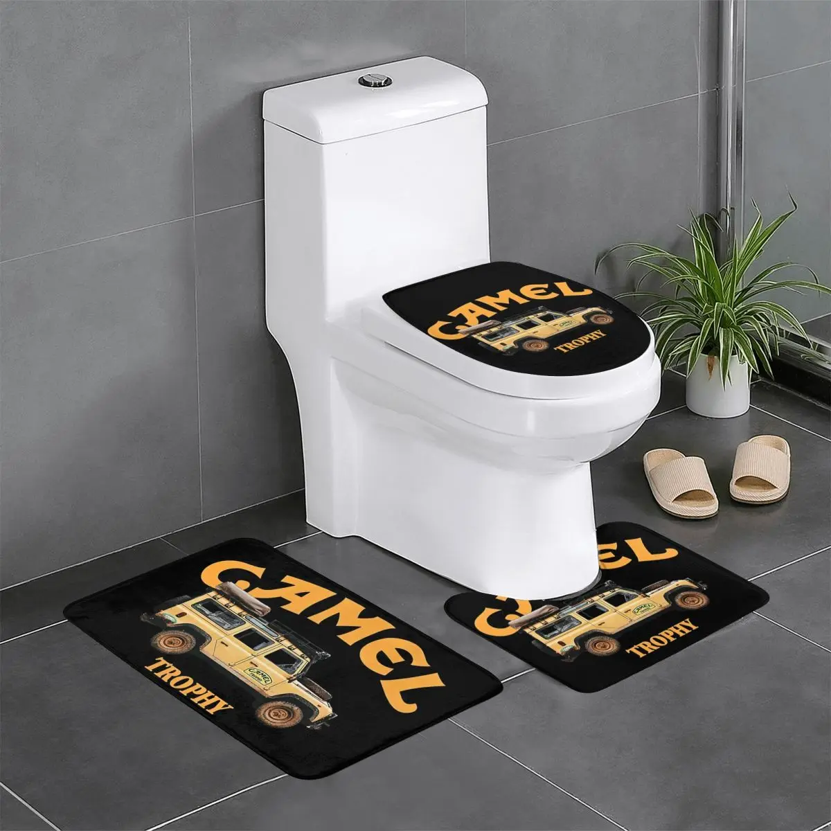 Custom [Camel Trophy 3 Piece Bathroom Rugs Absorbent Non-Slip Toilet Bath Mat Sets