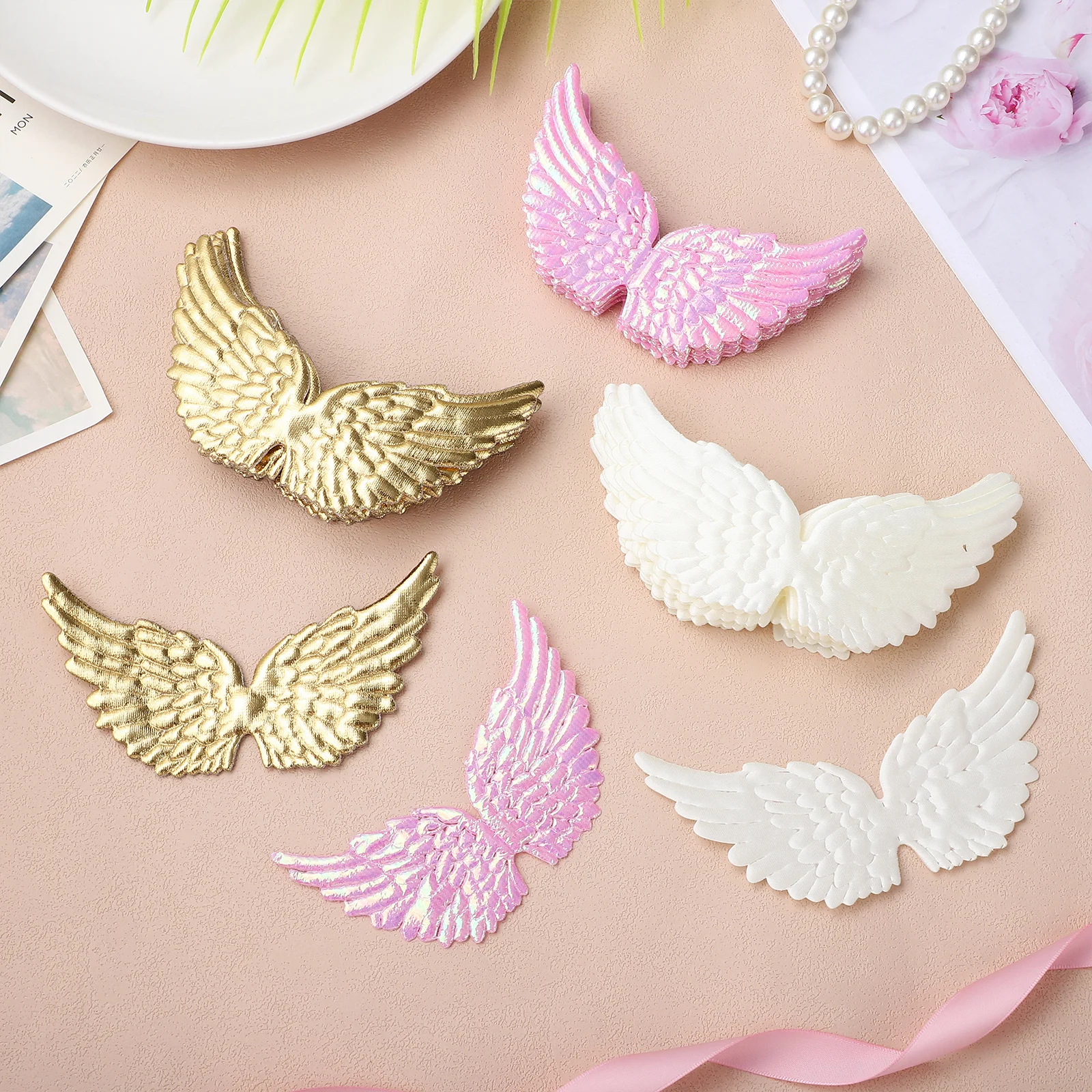 36 قطعة أجنحة النسيج DIY بها بنفسك الجناح الملحقات حساسة نابض بالحياة الديكور لحقائب القبعات أكياس الملابس غطاء وصمة عار