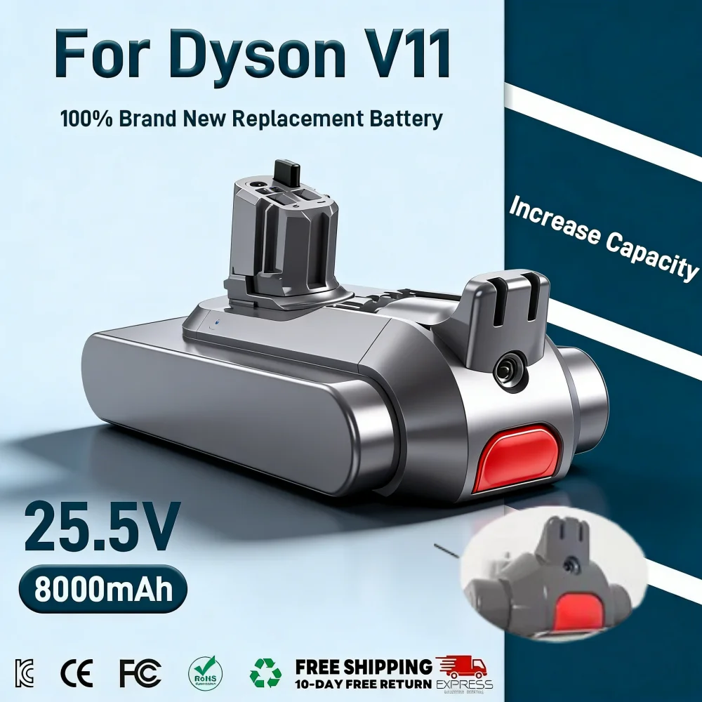 

25.2V 6000mAh Li-ion Battery for Dyson V11 (Button Type) V15 SV15 SV16 SV22 Battery Replacement (Not for Screw Models)