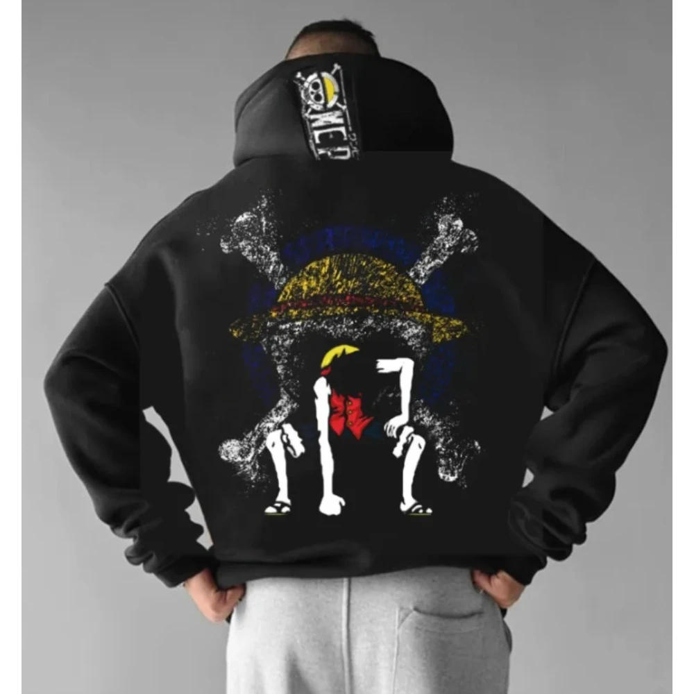 

New ONE PIECE peripheral animation printing casual hoodie men's and women's autumn and winter street parent-child top