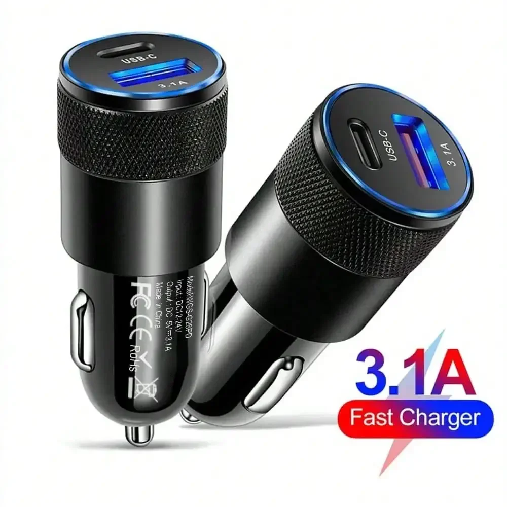 3.1A Pd Fast Car Charger Universal Portable Car Charging Accessory For IPhone Samsung Xiaomi Huawei