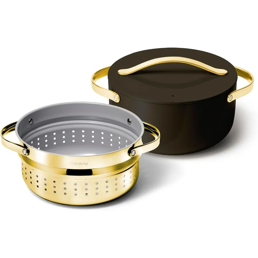 

Nonstick Ceramic Dutch Oven Pot with Lid and Steamer for Stovetop and Oven Use 6.5 qt 10.5 Non Toxic PTFE and PFOA Free Compati