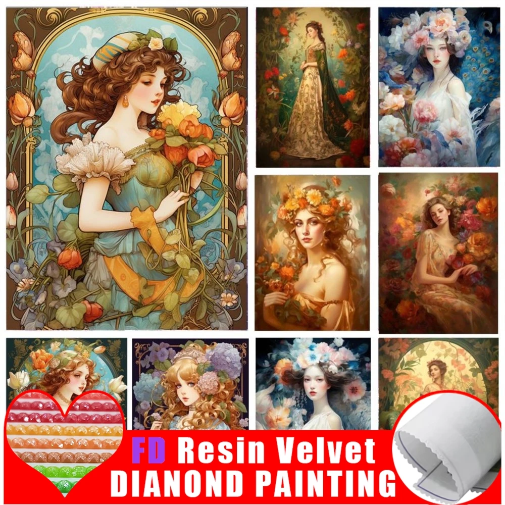 

FD смола женщина цветы богиня горный хрусталь Алмазная вышивка 5d Diy алмазная живопись новая коллекция 2025 вышивка крестиком горный хрусталь