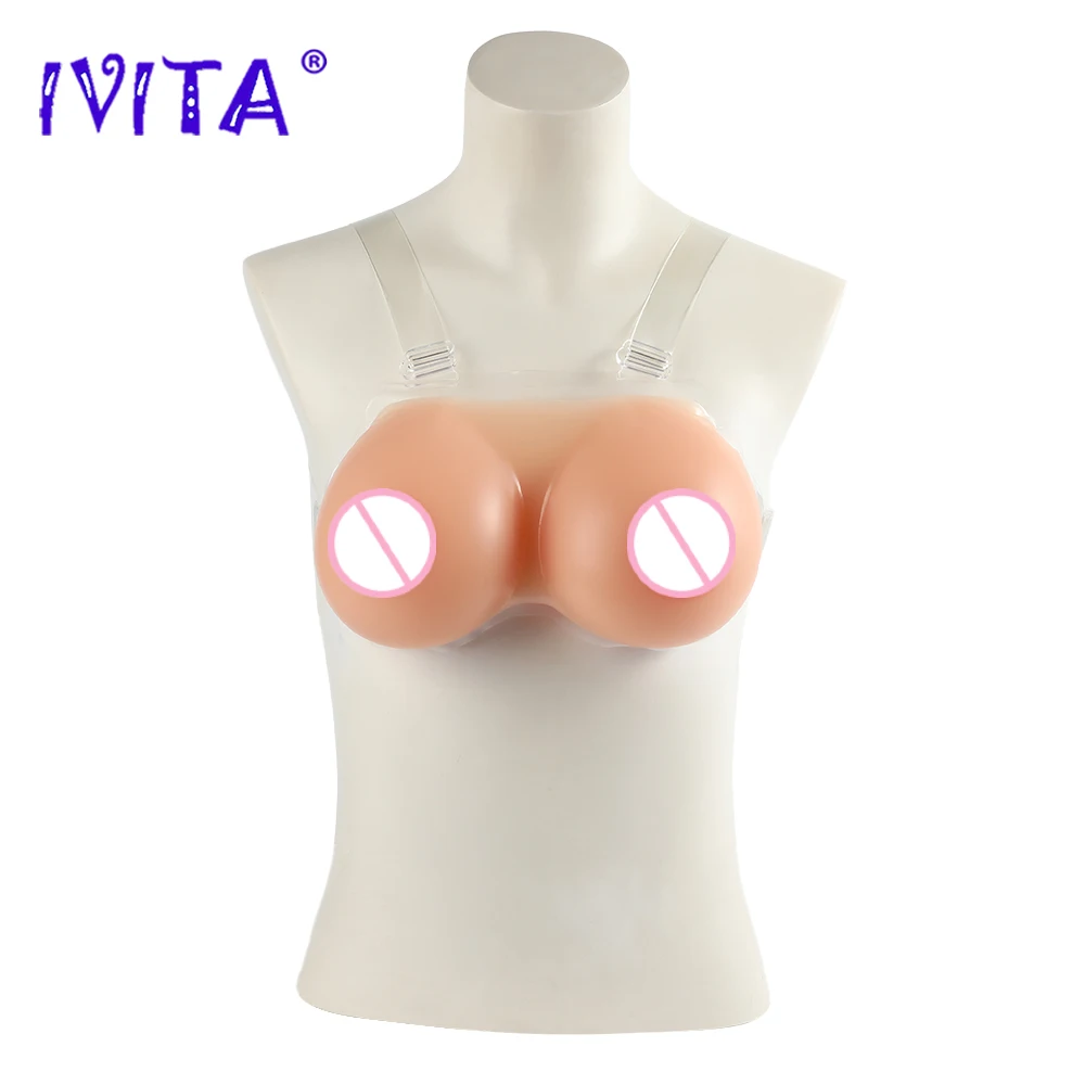 IVITA Realistic Silicone Breast Forms Fake Boobs with Shoulder Straps for Woman Crossdresser Shemale Transgender Mastectomy