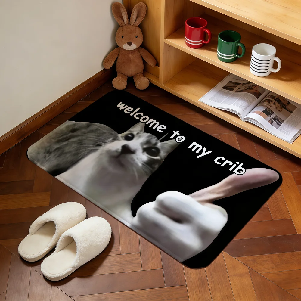 welcome my crib funny meme cat duck Home Bedside Rug Kitchen Bath Floor Mat Hallway Balcony Carpet Entrance Doormat hogar Decor