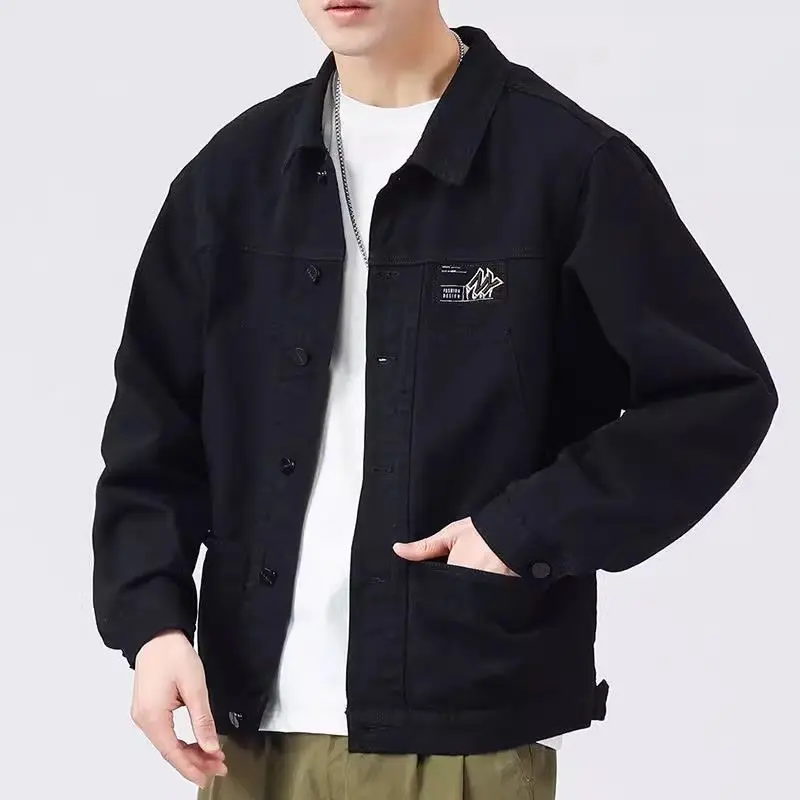 

Хлопковые мужские джинсовые пальто с лацканами Y2k по самой низкой цене, мужская одежда из стираной ткани, корейская японская мужская джинсовая куртка Джокера в стиле ретро