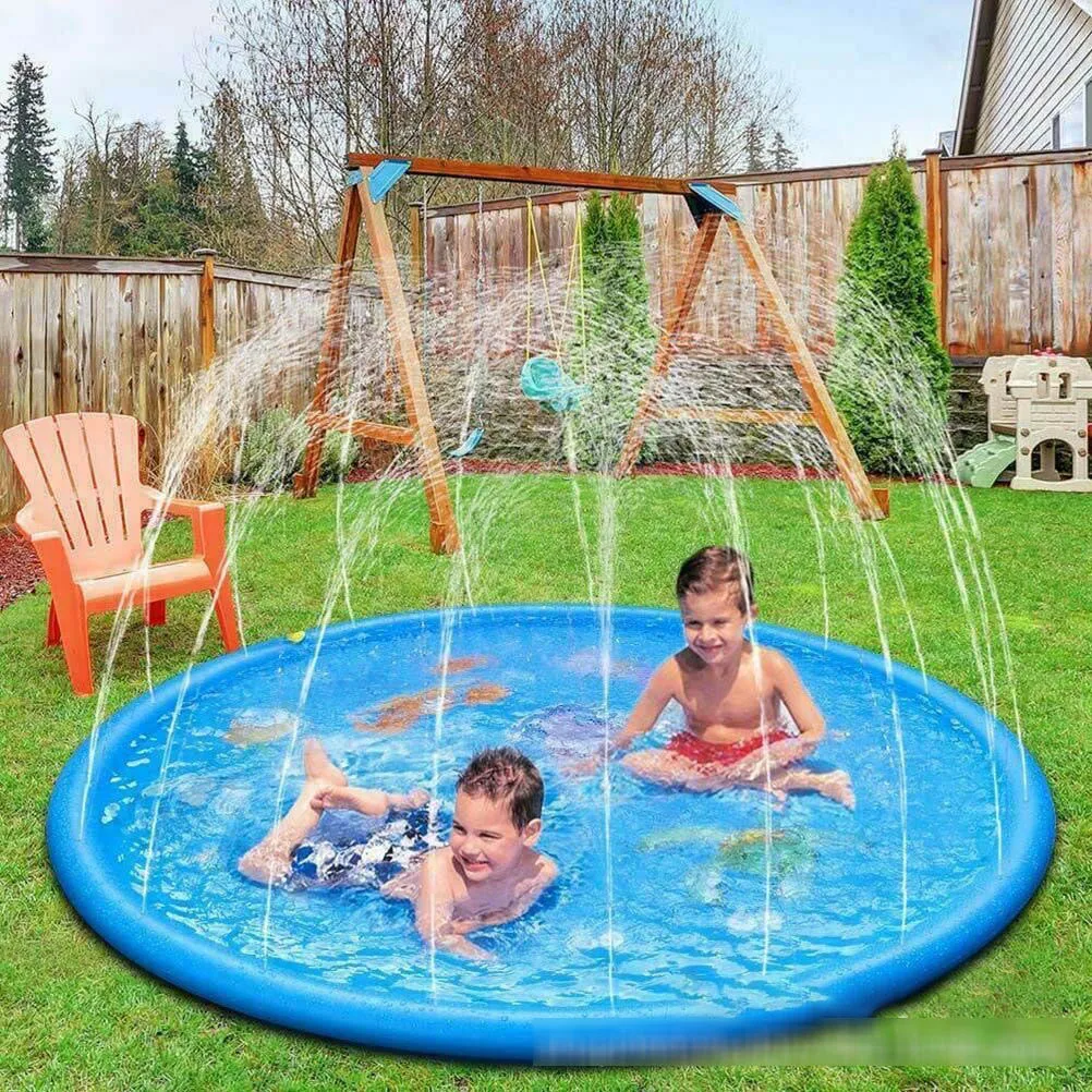 Tapis de pulvérisation gonflable pour enfants, 1 pièce, 100cm, tapis d'arrosage d'eau pour plage, jeu de plein air, pelouse, piscine, bain pour enfants, jouet de jeu heureux