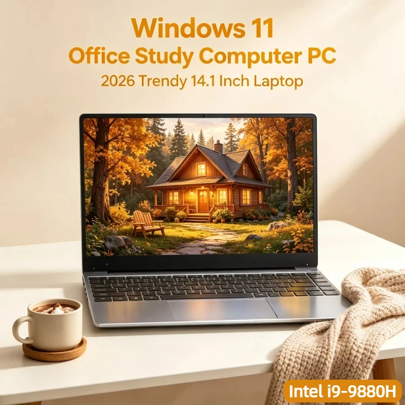 

Bestseller 2026 14.1 Inch Ultra Thin Business Notebook Win11 DDR4 16GB RAM 2TB SSD Intel i9-9880H Laptop PC
