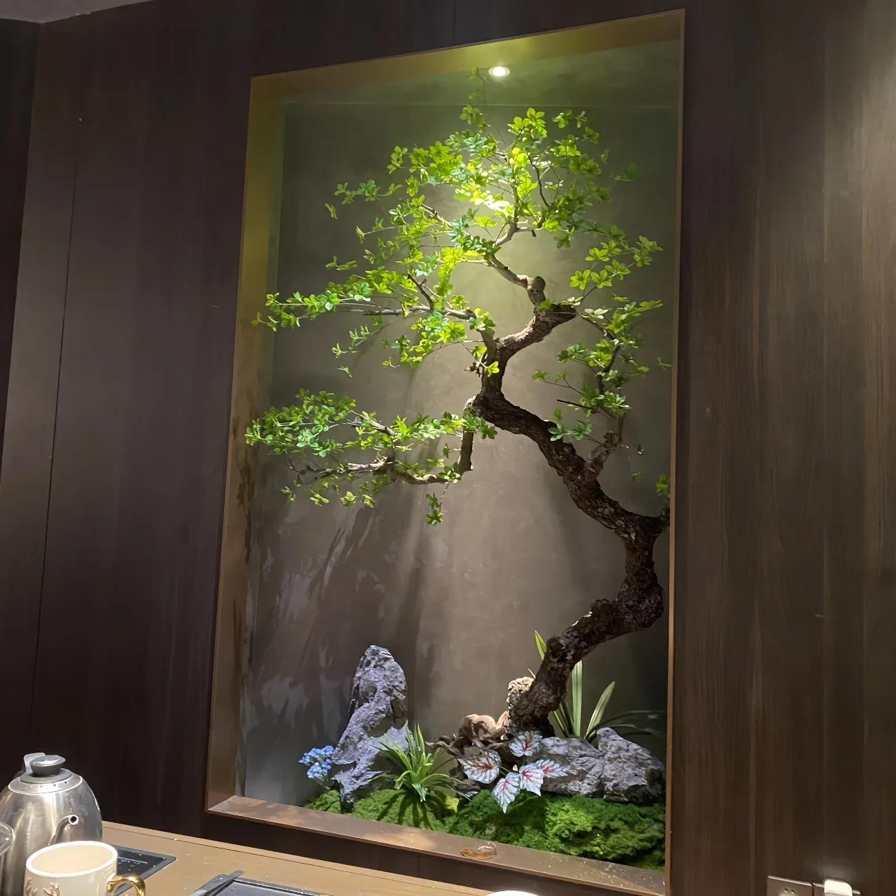 Simulated hanging bell tree, fake tree ornament, horse drunken wood bonsai, indoor landscape landscaping