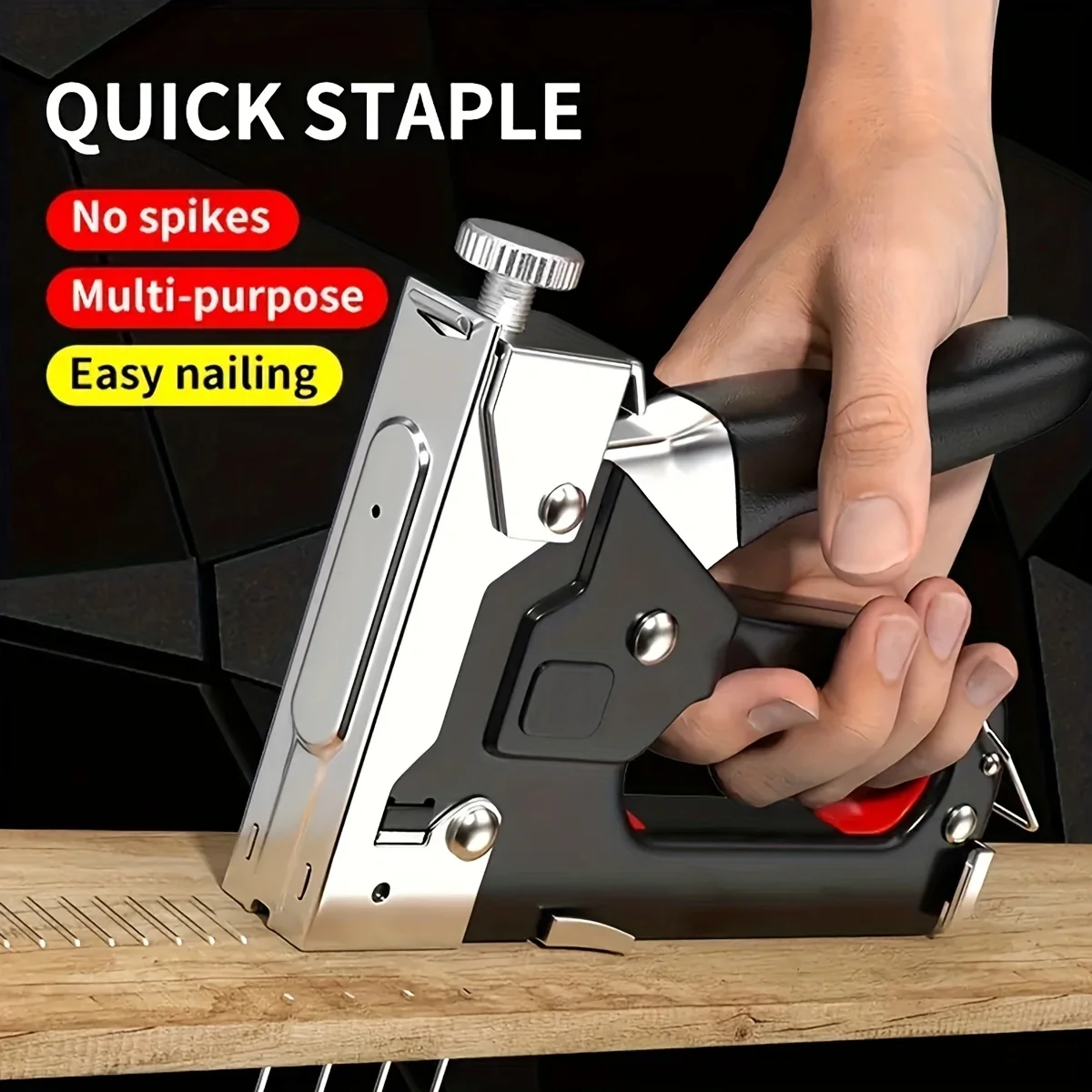 1 pc four-piece Heavy-duty 3-in-1 Stapler for DIY Home Decor,Furniture, and Wood Frames -multi-tool Hand Nail Gun with BandagePl