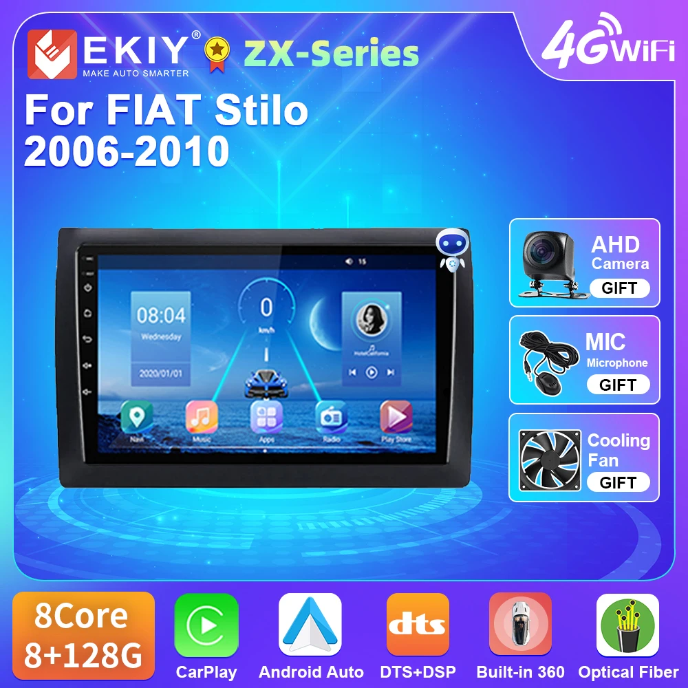 

EKIY T5 Car Radio 2 Din For FIAT Stilo 2006-2010 Navigation RDS DSP GPS Carplay Android Auto 4G Multimidea No DVD Player