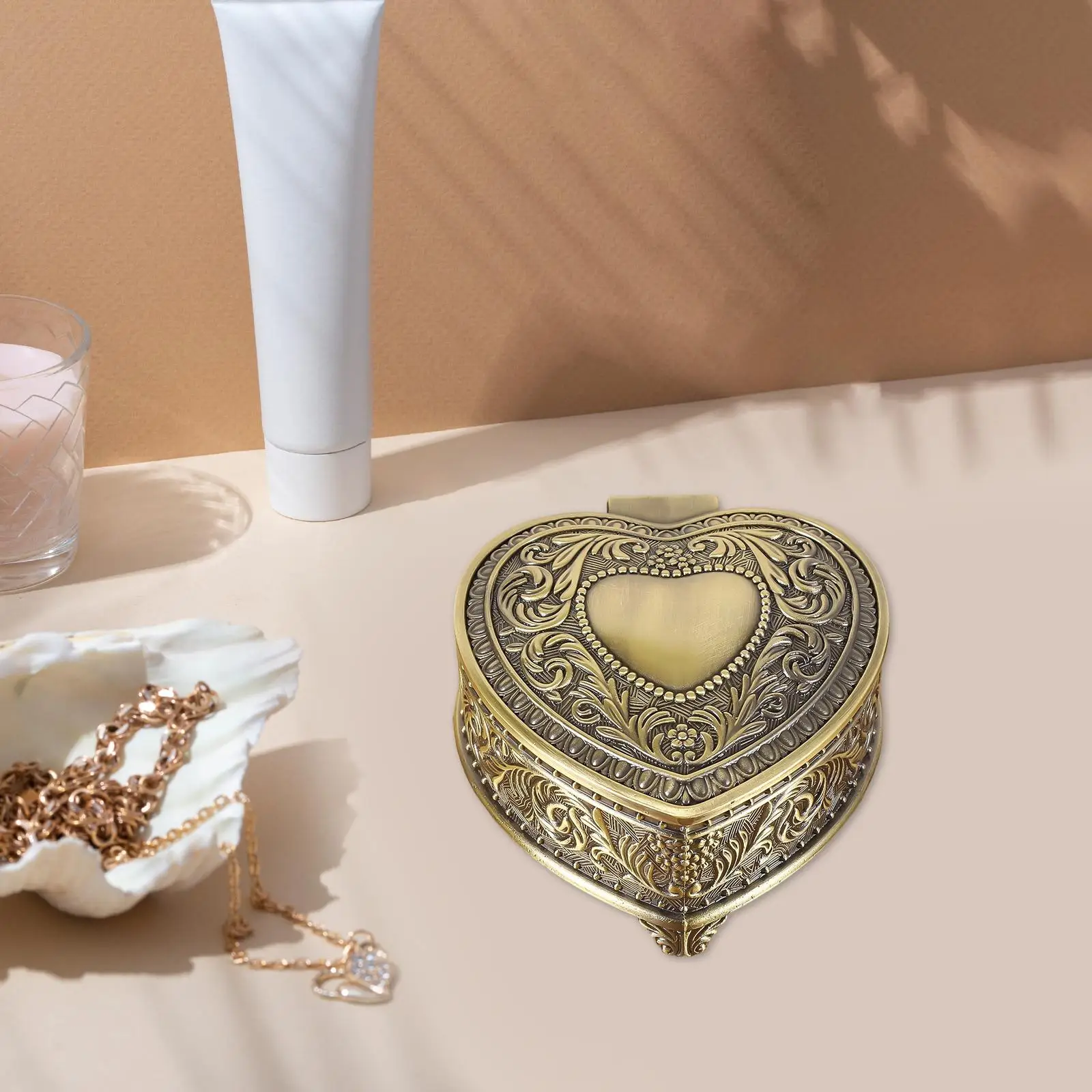 Jewelry Box Keepsake Storage Ornament Tabletop Heart Shape Storage Box Collectible Decorative Trinket Holder Box Jewelry Case