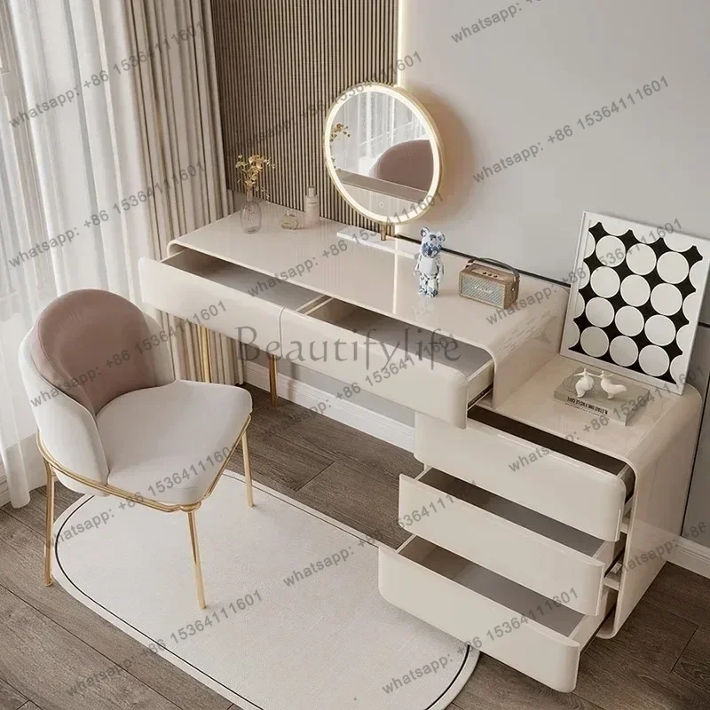 LJY Replica Modern Storage Vanity Table Large Wooden Luxury Drawers Dresser Organizer Salon Comfortable Penteadeira Home Furnitu
