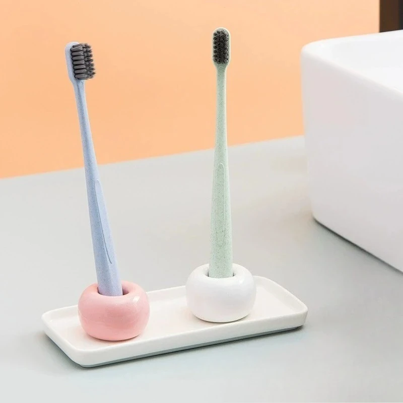 1/4/6PCS Colorful Ceramic Toothbrush Holder Home Multifunctional Mini Donut Toothbrush Frame Holder Bathroom Vanity Countertops