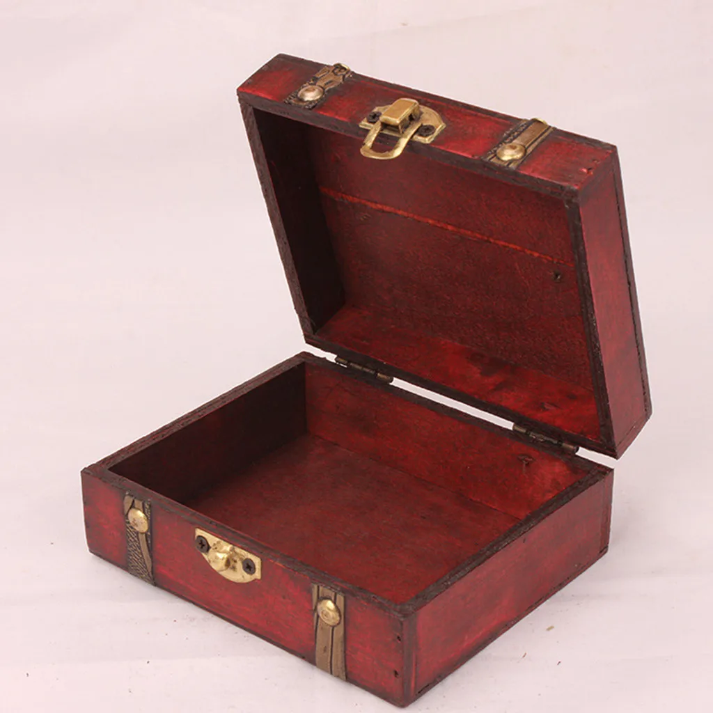 Retro Jewelry Box Desktop Natural Wood Clamshell Storage Decoration Wooden Home Storage Organization Storage Boxes