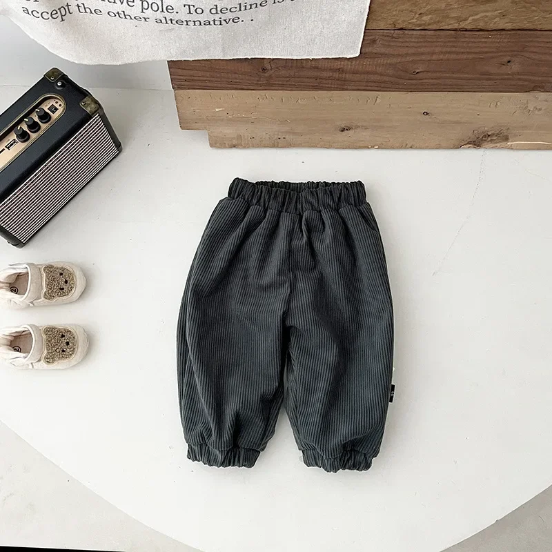 Pantalones coreanos de felpa para bebés y niños pequeños, ropa de abrigo gruesa y cálida para niños y niñas, pantalones frescos y versátiles,