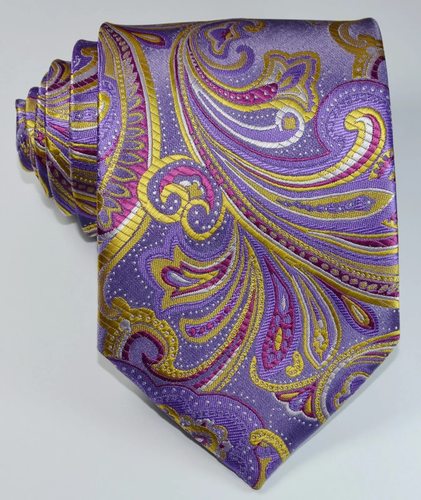 New Classic Men's Tie Paisley Floral Gold Purple Turquoise JACQUARD WOVEN Handmade Silk Men's Tie Necktie