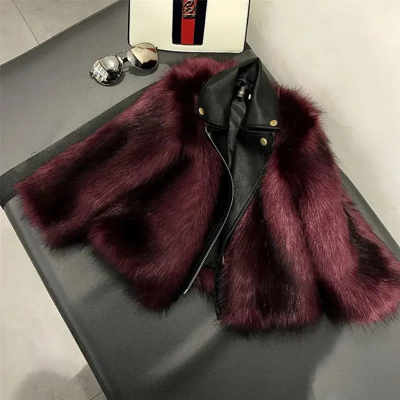 

COSda@Kid coat Faux Jackets Girls clothing Imitation Fox Coats For Boys Fur Furry Jacket New FashionCOSda