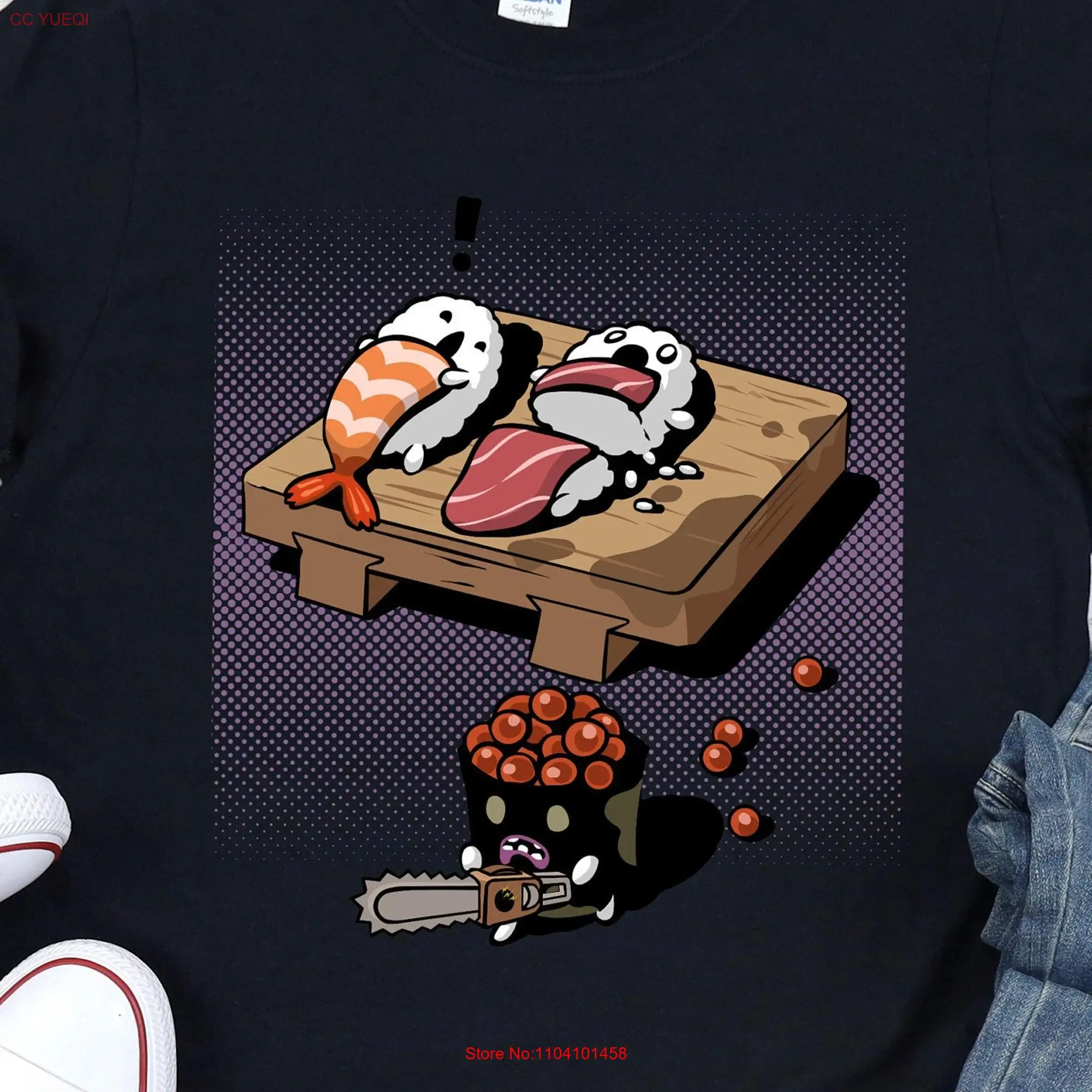 Cute Horror Sushi T Shirt and Funny Japanese Lover Great Ideas s long or short sleeves