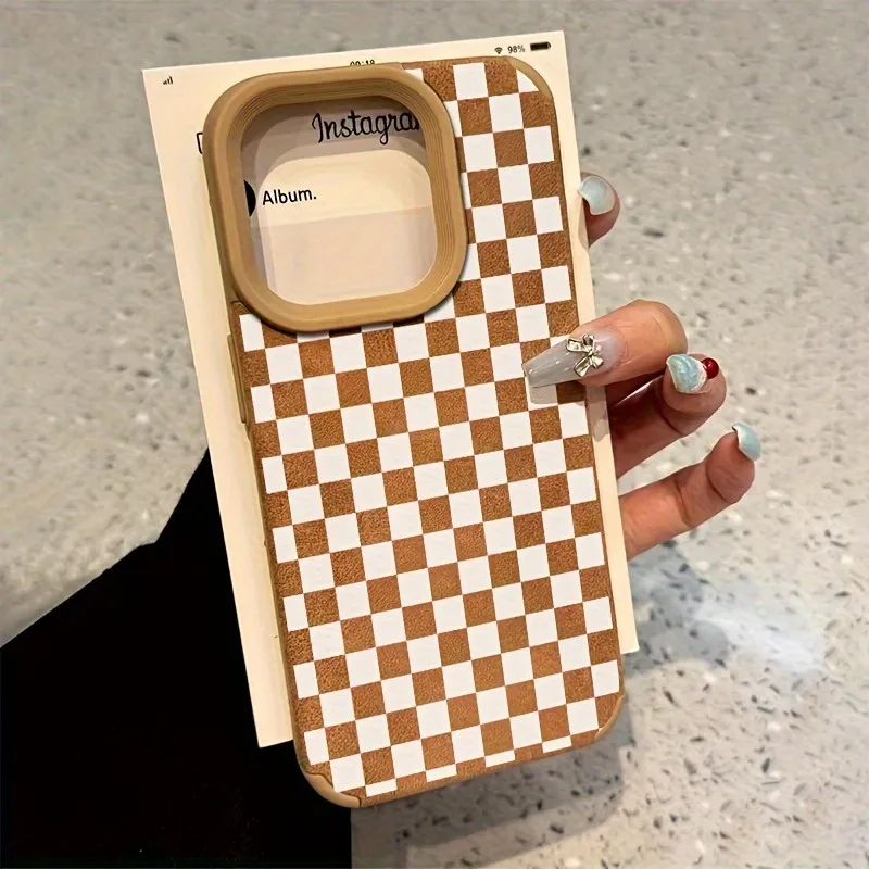 Case For iPhone 16 Pro Max 15 14 13 12 11 Plaid Fashionable And Simple Suede Phone Cover For iPhone XS Max X XR XS Silicone Case