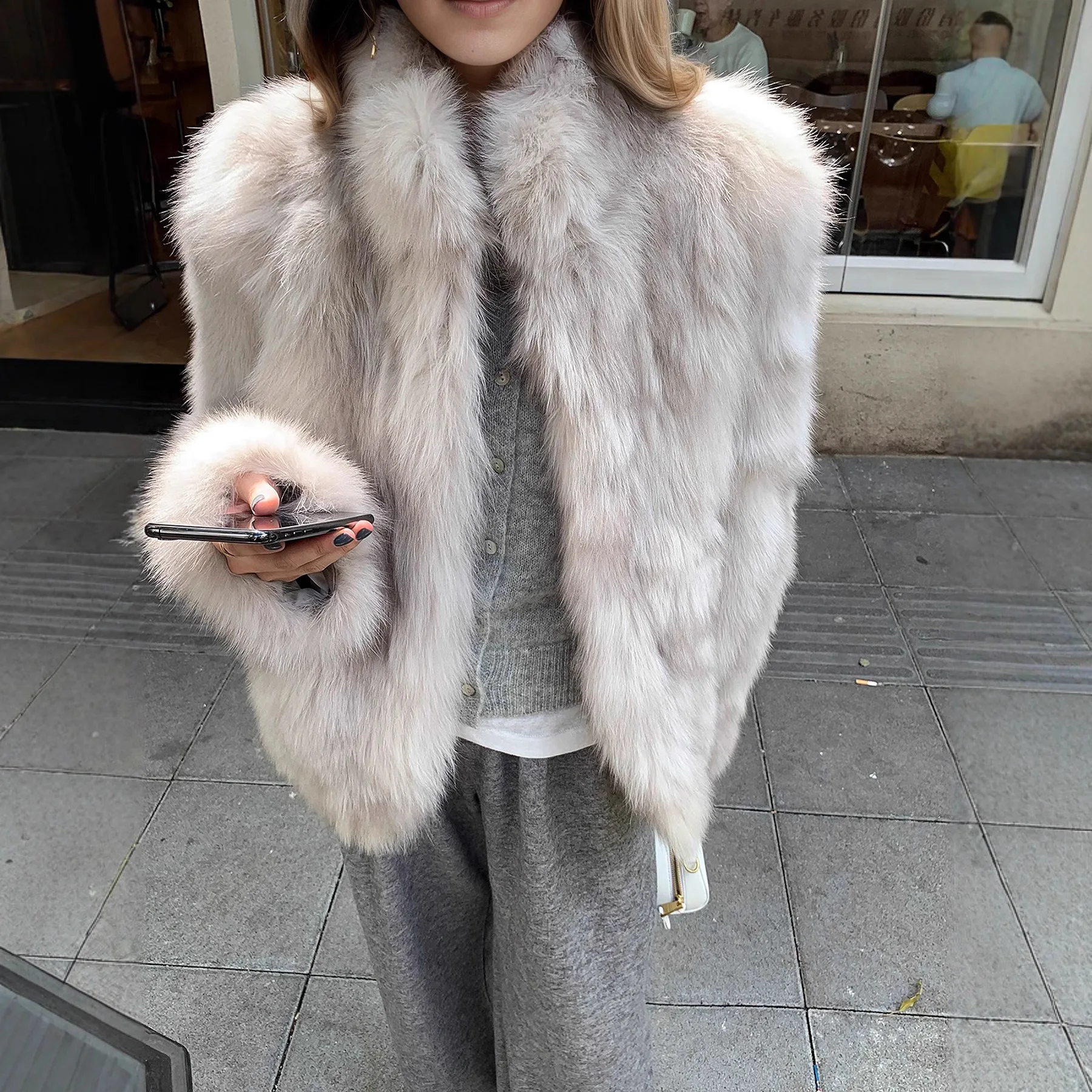 Manteau de fourrure à col montant pour femme, vêtement d'extérieur chaud, Jaet Youth Sle Briti Sle Thiened, manteau d'hiver