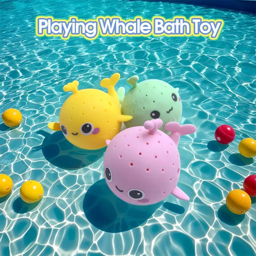 Playing Whale Bath Toy Whale Squeezing Stress Relief Toys Bath Toys Summer Swimming Play Water Toy for Children Squishy Kid Baby