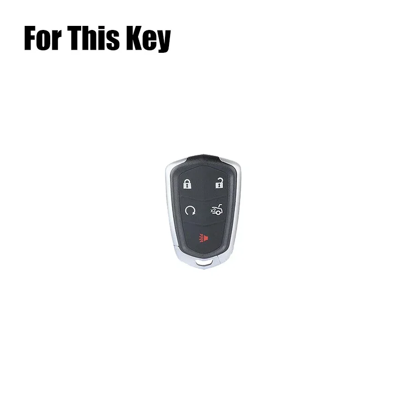 Zinc Alloy Leather Car Remote Smart Key Fob Case Cover Bag With Keychain For Cadillac ATS CTS CT6 XTS XT5 SRX Escalade 2015-UP