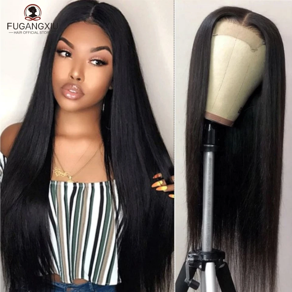 

Long Inch 13x4 HD Lace Front Wig Brazilian Straight Human Hair Wig For Women 180% Density 13x4 Transparent Lace Frontal Wig