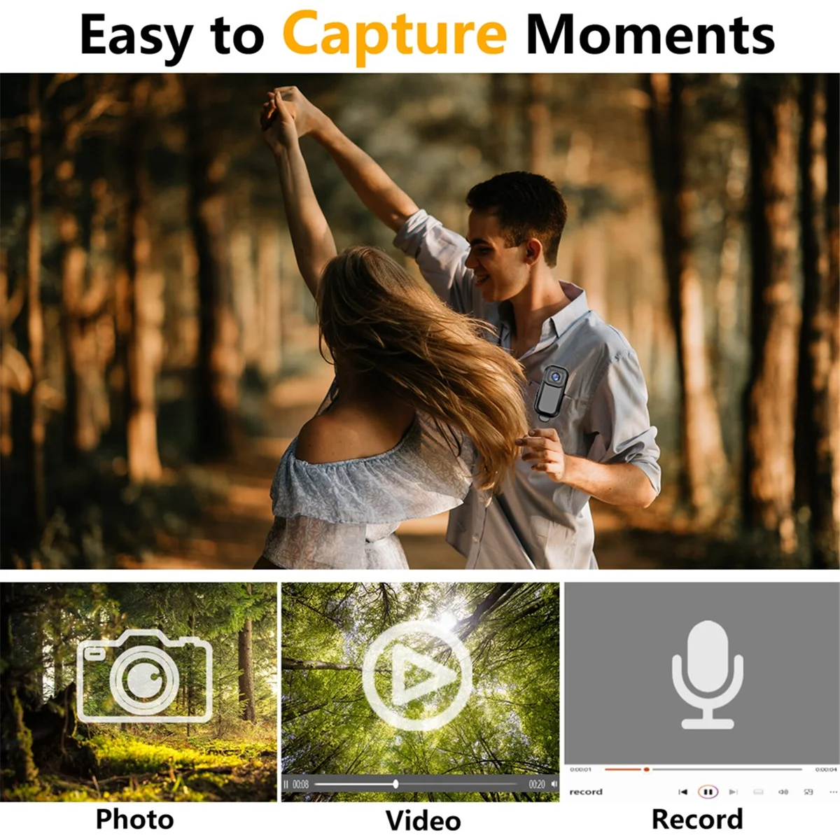 Mini cámara portátil con Wifi, videocámara DV de acción deportiva con pantalla, grabación de vídeo, Clip trasero, 1080P, color negro
