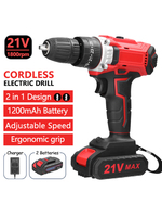 Household Multifuctional 21V Electric Drill Brush Motor 2 Speeds Control Stepless Adjustment 25 Gears of Torques Lithium Drill