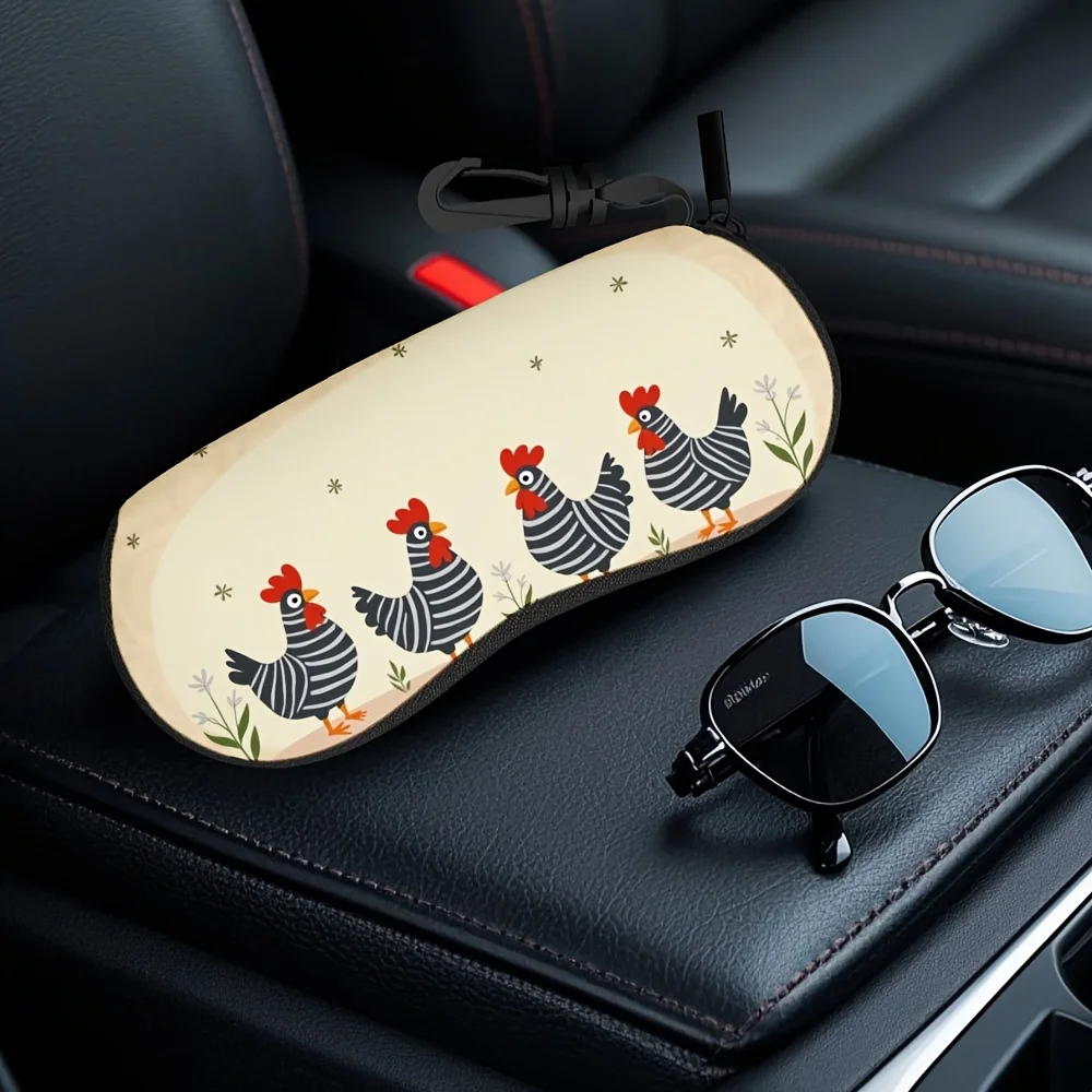1pc Charming Kitchen-Themed Sunglass Case - Portable, Zippered Eyewear Box with Secure Buckle Clip Lightweight