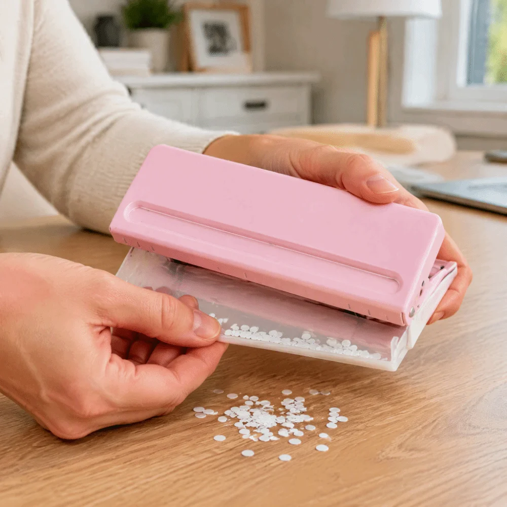 Adjustable Hole Distance 19-70mm 6 Hole Punch 6 Sheet Capacity Pocket Size Metal Six Hole Puncher Sturdy Metal Construction