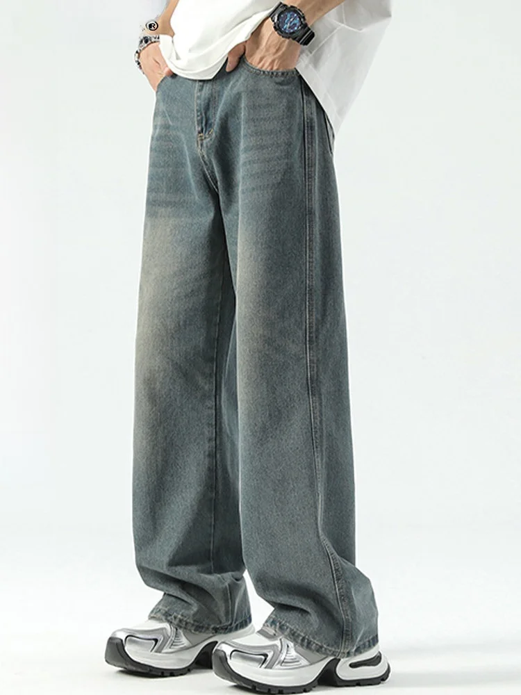 

Мужские джинсы VIIOW свободного кроя, прямые, в американском ретро-стиле, спортивные брюки, длинные, удобные, для подростков, летняя мода