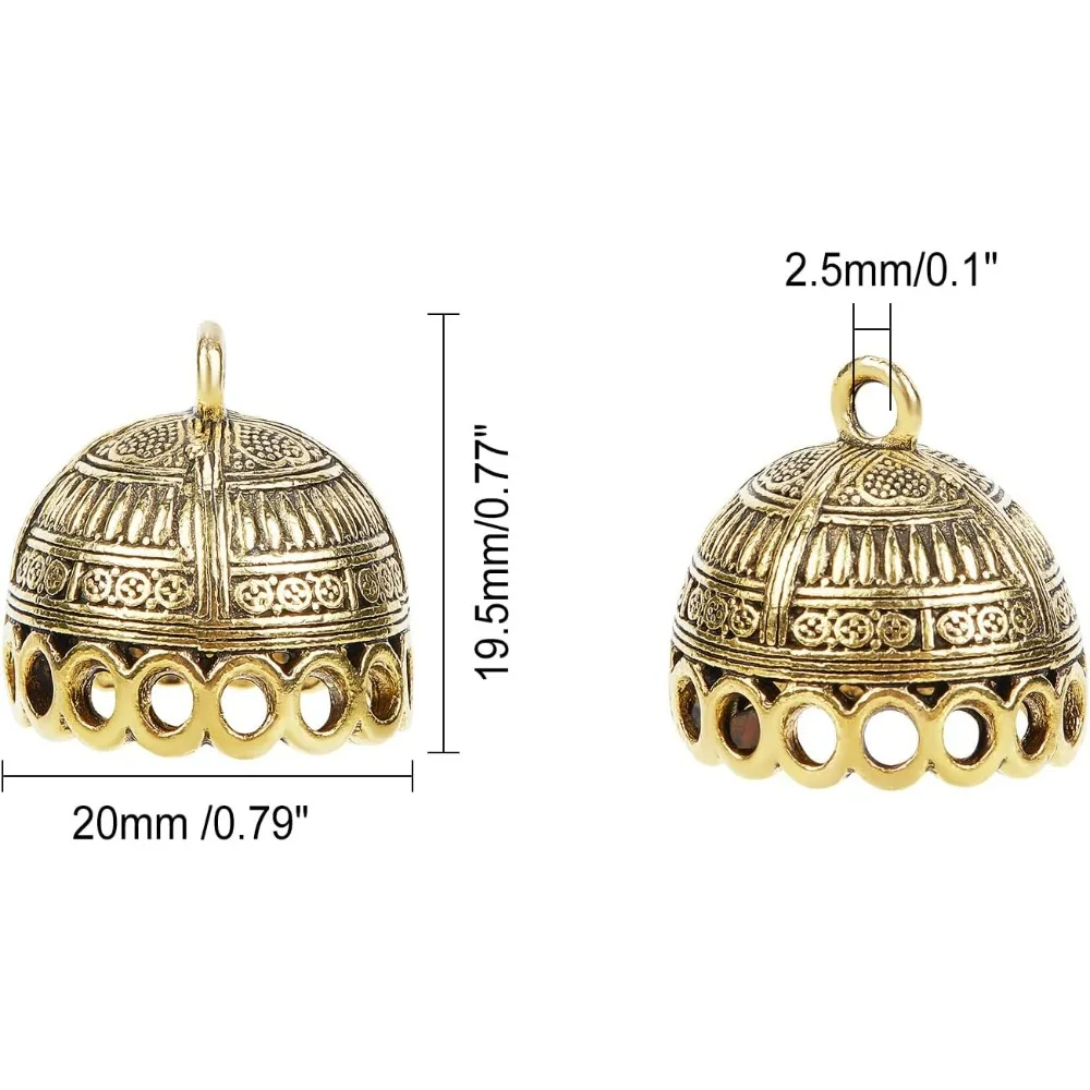 10pcs Column Metal Cord Ends Caps Style Glue on Tassel Cap Bails with Loop Gold End Caps for Jewelry Makings DIY making kit