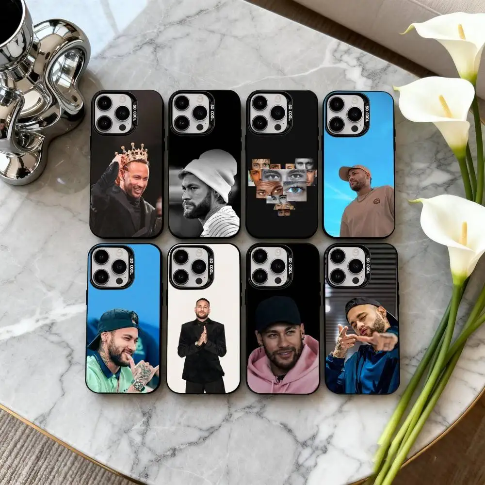 

1PC Football Star N-NeymarS Phone Case For iPhone17,16,15,14,13,12,11 Plus,Pro Max Black Candy silver phone case