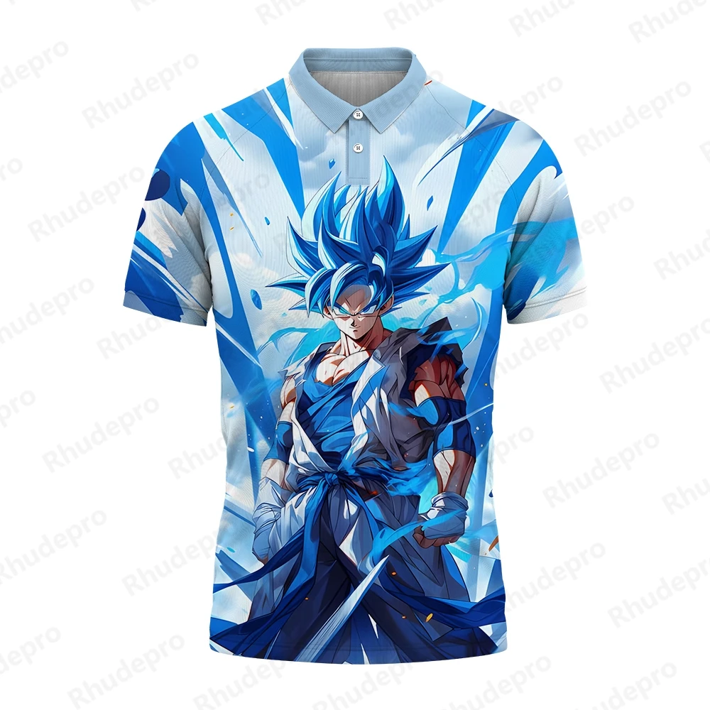 Goku Polo Shirt Short Japanese Anime Harajuku Style Goku Hip Hop Men Sleeve Tee Tops Trend Clothing High Quality Men's Y2k 5XL