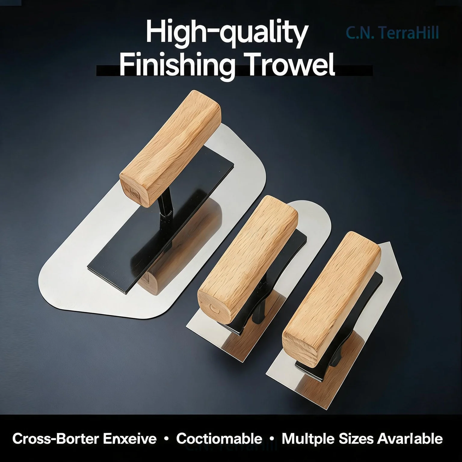 Stainless Steel Trowel with Wooden Handle, Round Corner Putty Knife for Plastering, Skim Coating, Wall Repair & Silicate Paint