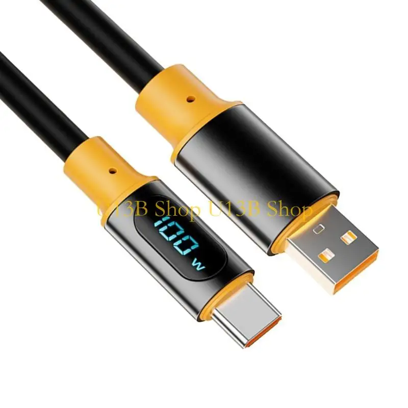 U13B PD100W USB to Type C 유형 L LED 충전 케이블 USB C 전원 케이블 480Mbps 데이터 전송 코드 디지털 디스플레이